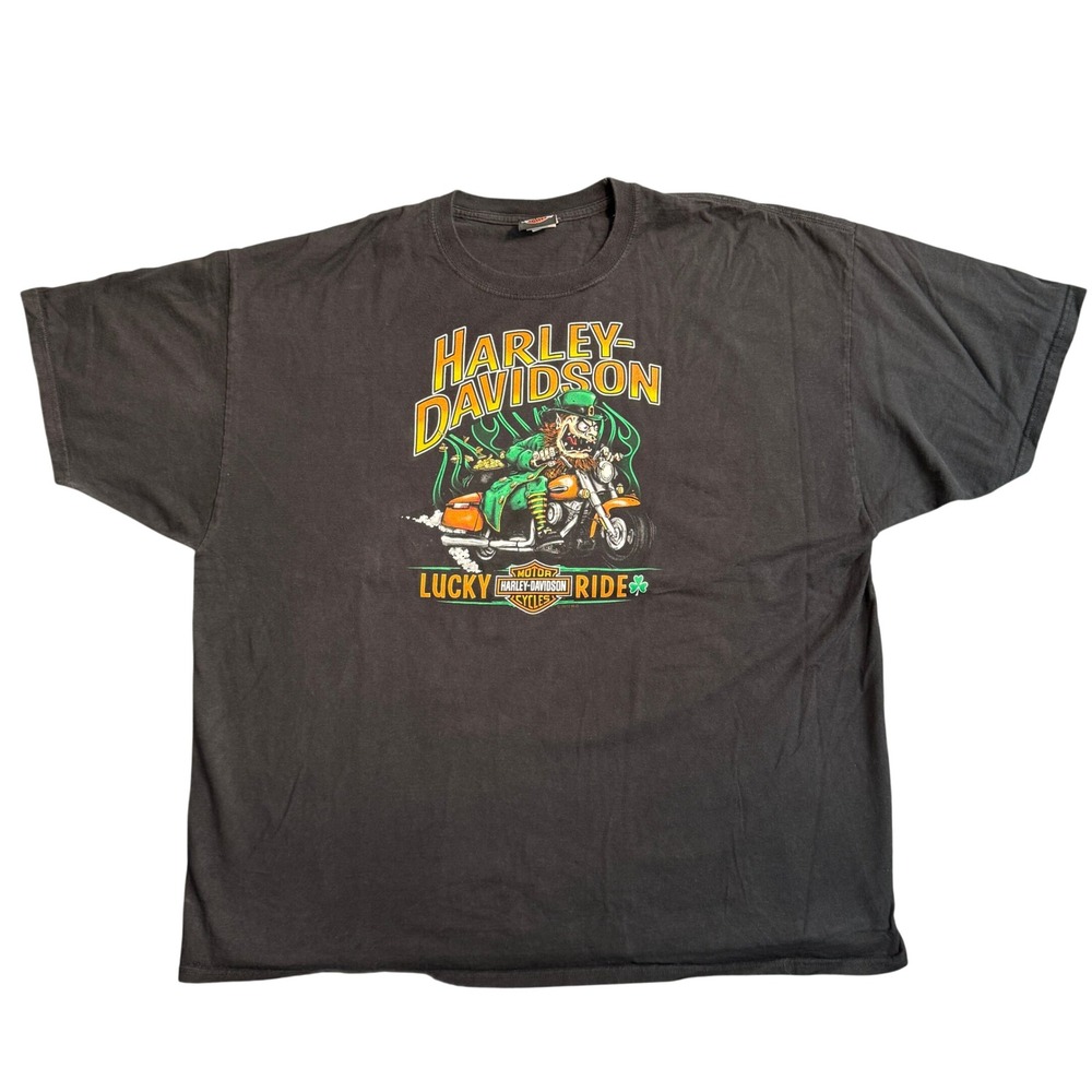 Harley-Davidson Mens Lucky Ride St Patricks Day Leprechaun T-Shirt Black 3XL